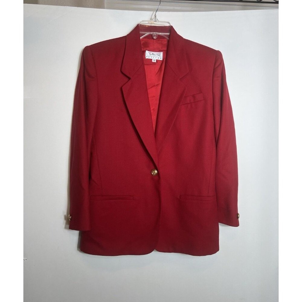 Talbots Petites Red Blazer Gold Buttons‎ Wool  Women’s Size 4